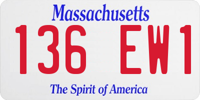 MA license plate 136EW1