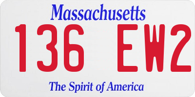 MA license plate 136EW2