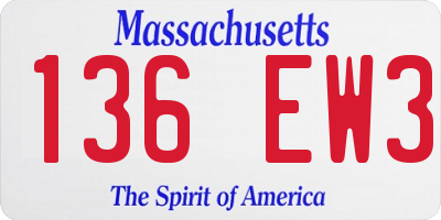 MA license plate 136EW3