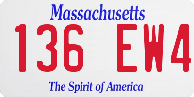 MA license plate 136EW4