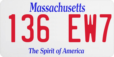MA license plate 136EW7