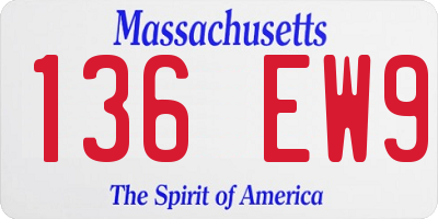 MA license plate 136EW9