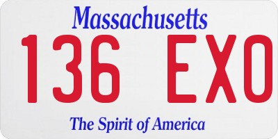 MA license plate 136EX0
