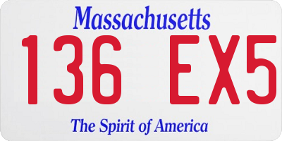 MA license plate 136EX5