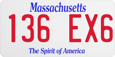 MA license plate 136EX6