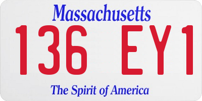 MA license plate 136EY1