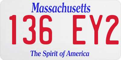 MA license plate 136EY2