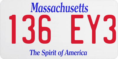 MA license plate 136EY3