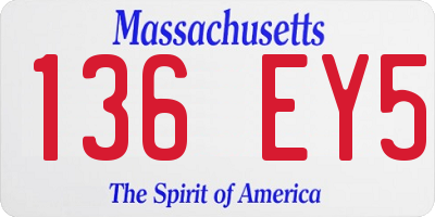 MA license plate 136EY5