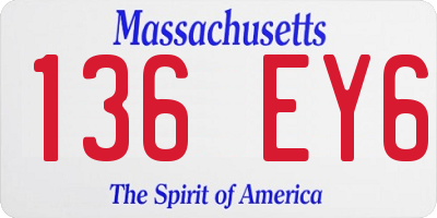 MA license plate 136EY6
