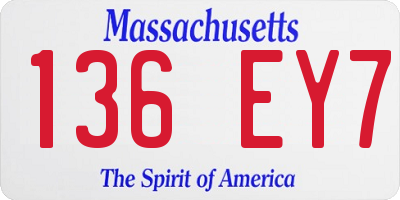 MA license plate 136EY7