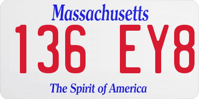 MA license plate 136EY8