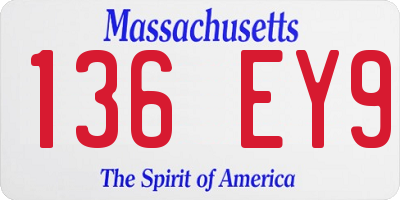 MA license plate 136EY9