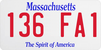MA license plate 136FA1