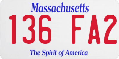 MA license plate 136FA2