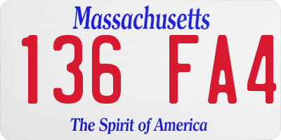 MA license plate 136FA4
