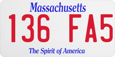 MA license plate 136FA5