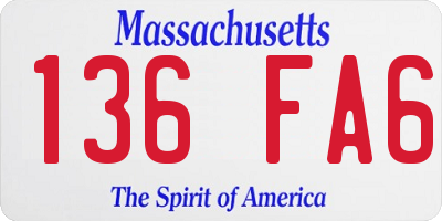 MA license plate 136FA6