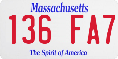 MA license plate 136FA7