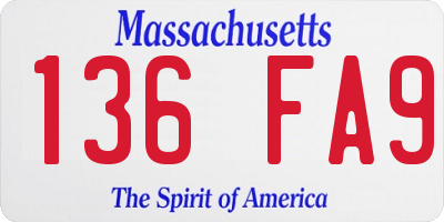 MA license plate 136FA9