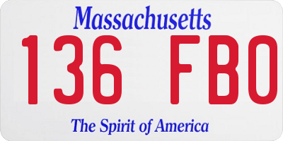 MA license plate 136FB0