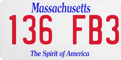 MA license plate 136FB3