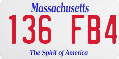 MA license plate 136FB4