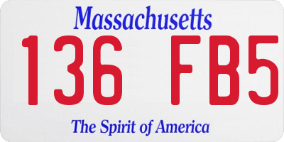 MA license plate 136FB5