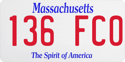 MA license plate 136FC0