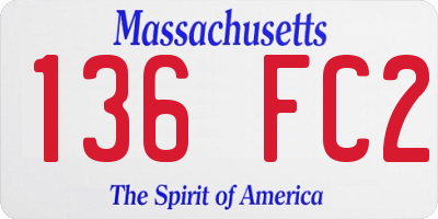 MA license plate 136FC2