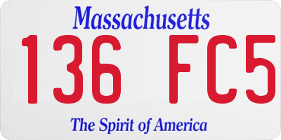 MA license plate 136FC5
