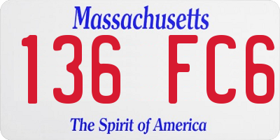 MA license plate 136FC6