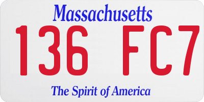 MA license plate 136FC7