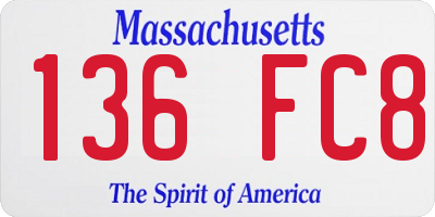 MA license plate 136FC8