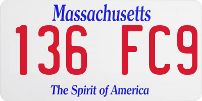 MA license plate 136FC9