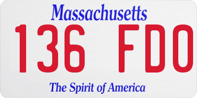 MA license plate 136FD0