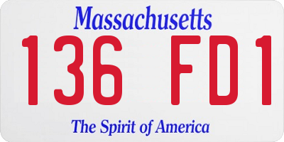 MA license plate 136FD1