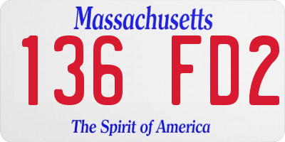 MA license plate 136FD2