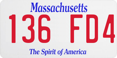 MA license plate 136FD4
