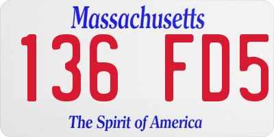 MA license plate 136FD5