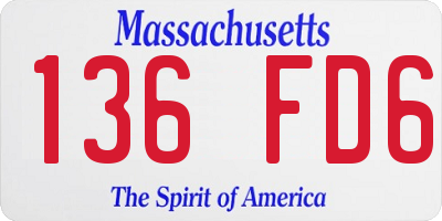 MA license plate 136FD6