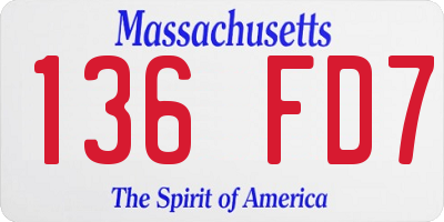 MA license plate 136FD7