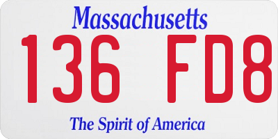 MA license plate 136FD8