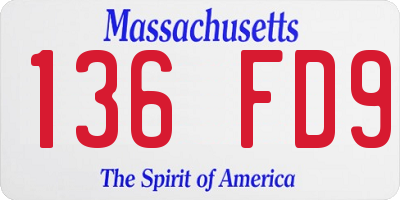 MA license plate 136FD9