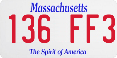 MA license plate 136FF3