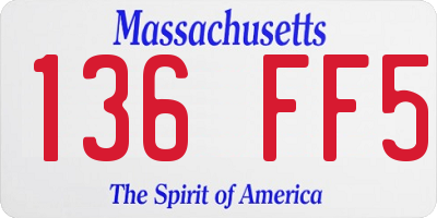 MA license plate 136FF5