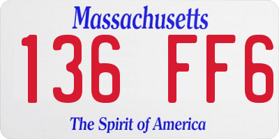 MA license plate 136FF6