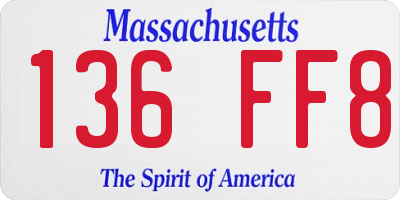 MA license plate 136FF8