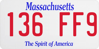 MA license plate 136FF9