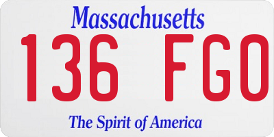 MA license plate 136FG0